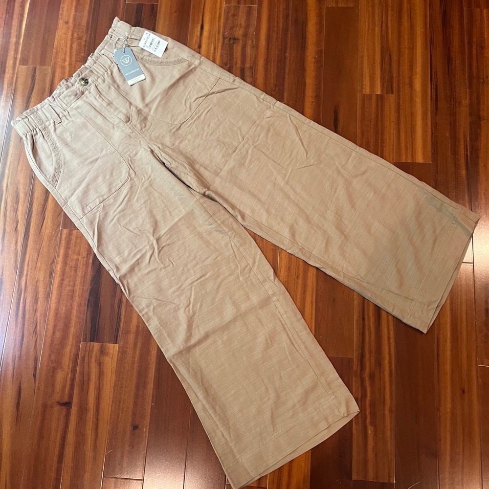 Tan Wide Leg Pants Wit & Wisdom Absolution Skyrise Peanut Butter New NWT Size 10